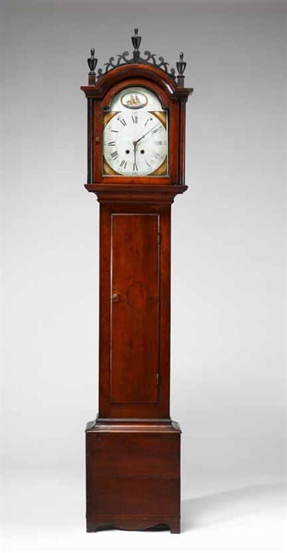 Appraisal: Federal inlaid cherry tall case clock early th century The