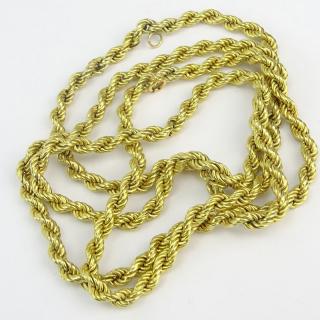 Appraisal: Vintage Italian Karat Yellow Gold Rope Chain Signed Italy Good