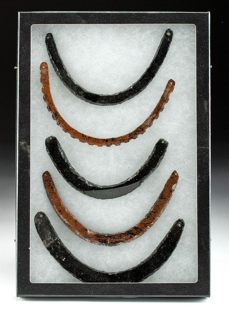 Appraisal: Lot of Colima Obsidian Necklace Pendants Pre-Columbian West Mexico Colima