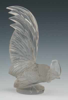 Appraisal: A Lalique Glass Rooster Mascot Apprx H the colorless cast