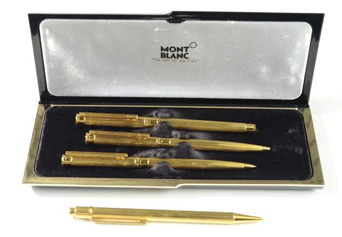 Appraisal: MONTBLANC NOBLESSE VINTAGE GOLD PLATED PEN SET IN BOX in