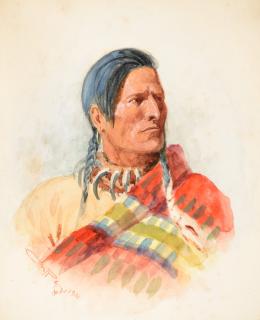 Appraisal: Charles M Russell - Indian Portrait watercolor on paper inchessigned