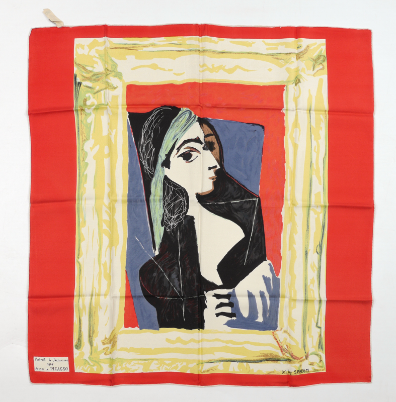 Appraisal: PICASSO Pablo Spanish - Silk scarf titled ''Portrait de Jacqueline