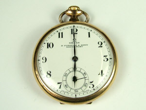 Appraisal: An Omega open faced pocket watch Gold filled case by