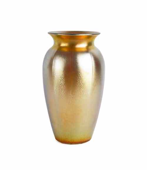 Appraisal: Durand gold iridescent glass vase signed on base h Provenance