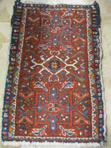 Appraisal: Hamadan Persian Handmade Mat floral on red field ivory trim