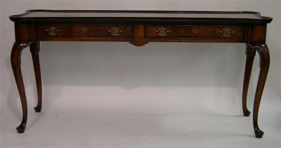 Appraisal: Burlwood sofa table with two frieze drawers finish as found