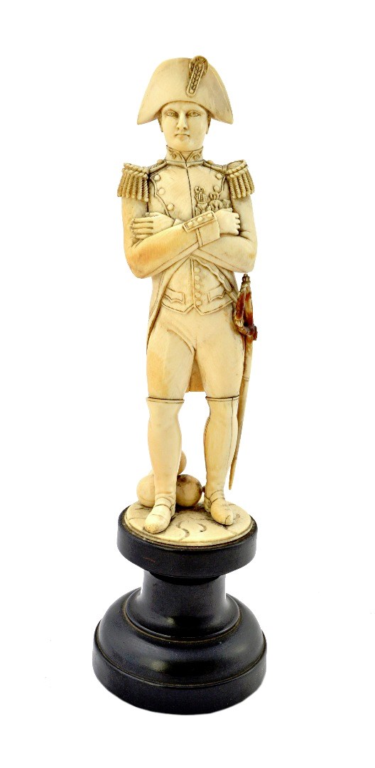 Appraisal: A Dieppe ivory carved figure of Napoleon Bonaparte mid- th