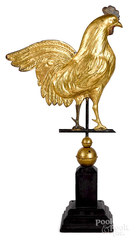 Appraisal: Swell bodied copper rooster weathervane Swell bodied copper rooster weathervane