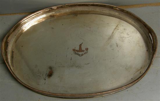 Appraisal: Victorian Old Sheffield plate oval tray with pierced galleried border