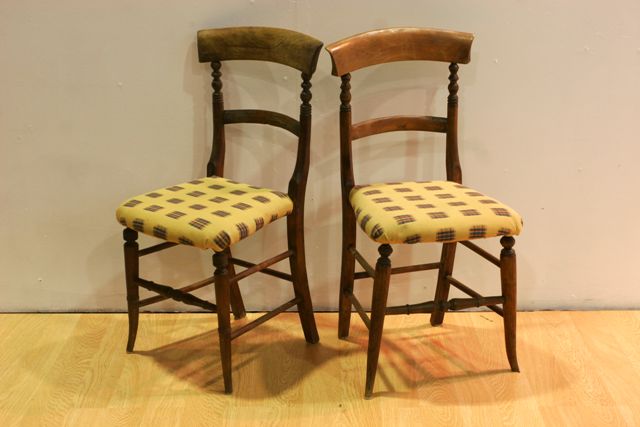 Appraisal: A set of four Victorian mahogany chairs with mustard and