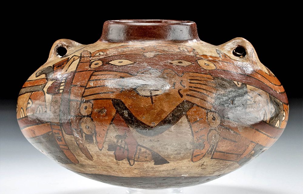 Appraisal: Nazca Polychrome Vessel w Abstract Zoomorphs Pre-Columbian south coast of