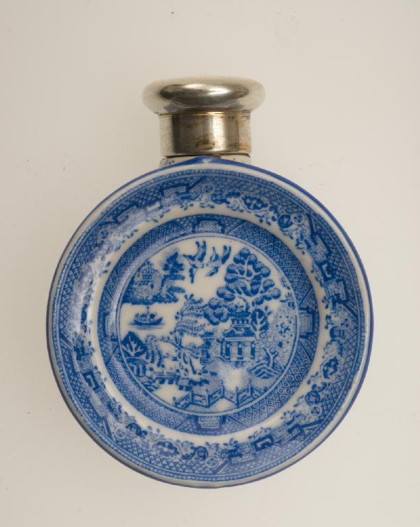 Appraisal: VICTORIAN PEARLWARE AND SILVER-TOPPED SCENT FLASK S MORDAN CO LONDON