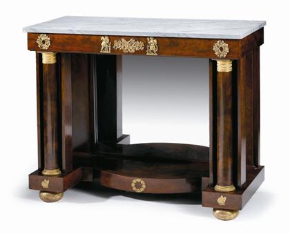 Appraisal: Classical marble top ormolu mounted mahogany pier table attributed to