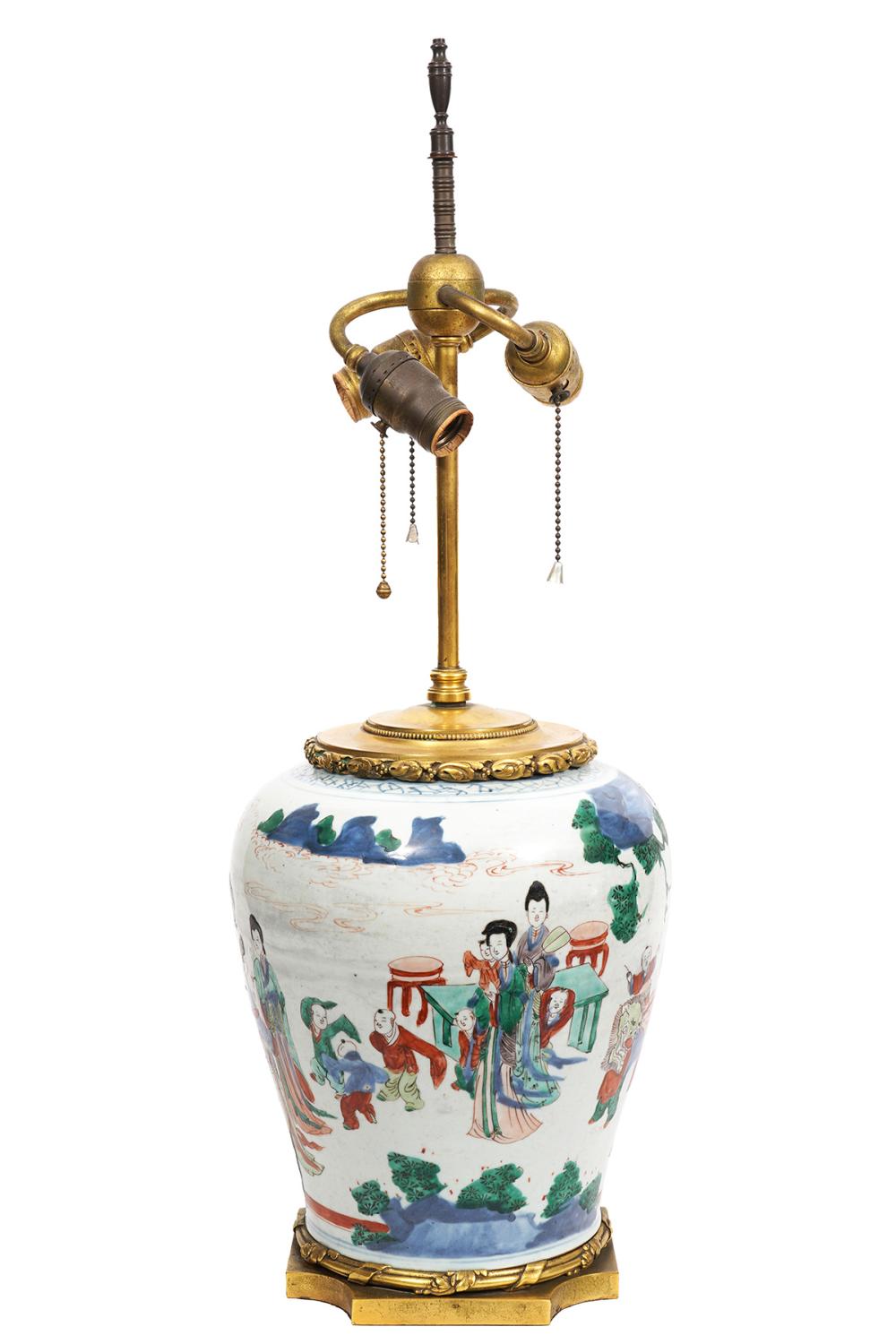 Appraisal: CHINESE PORCELAIN GINGER JAR TABLE LAMPChinese vase turned lamp possibly