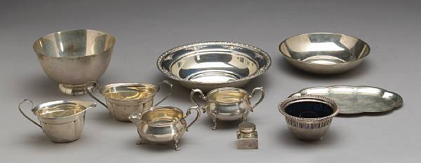 Appraisal: A group of sterling table articles Comprising Normandie bowl Wallace