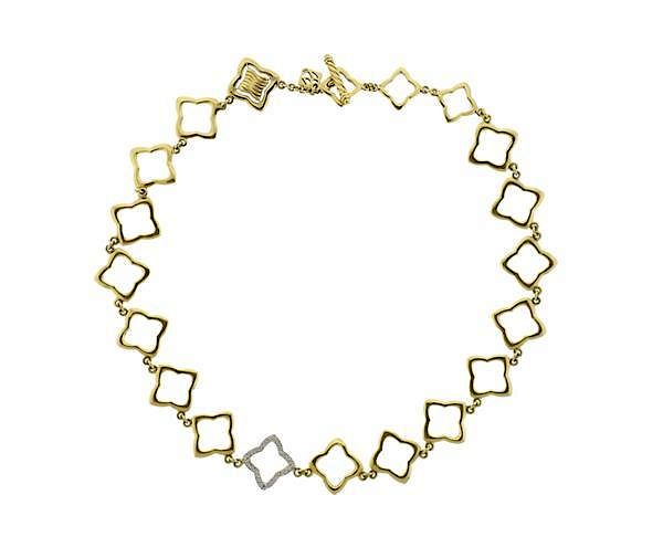 Appraisal: David Yurman Quatrefoil K Gold Diamond Necklace METAL K Gold