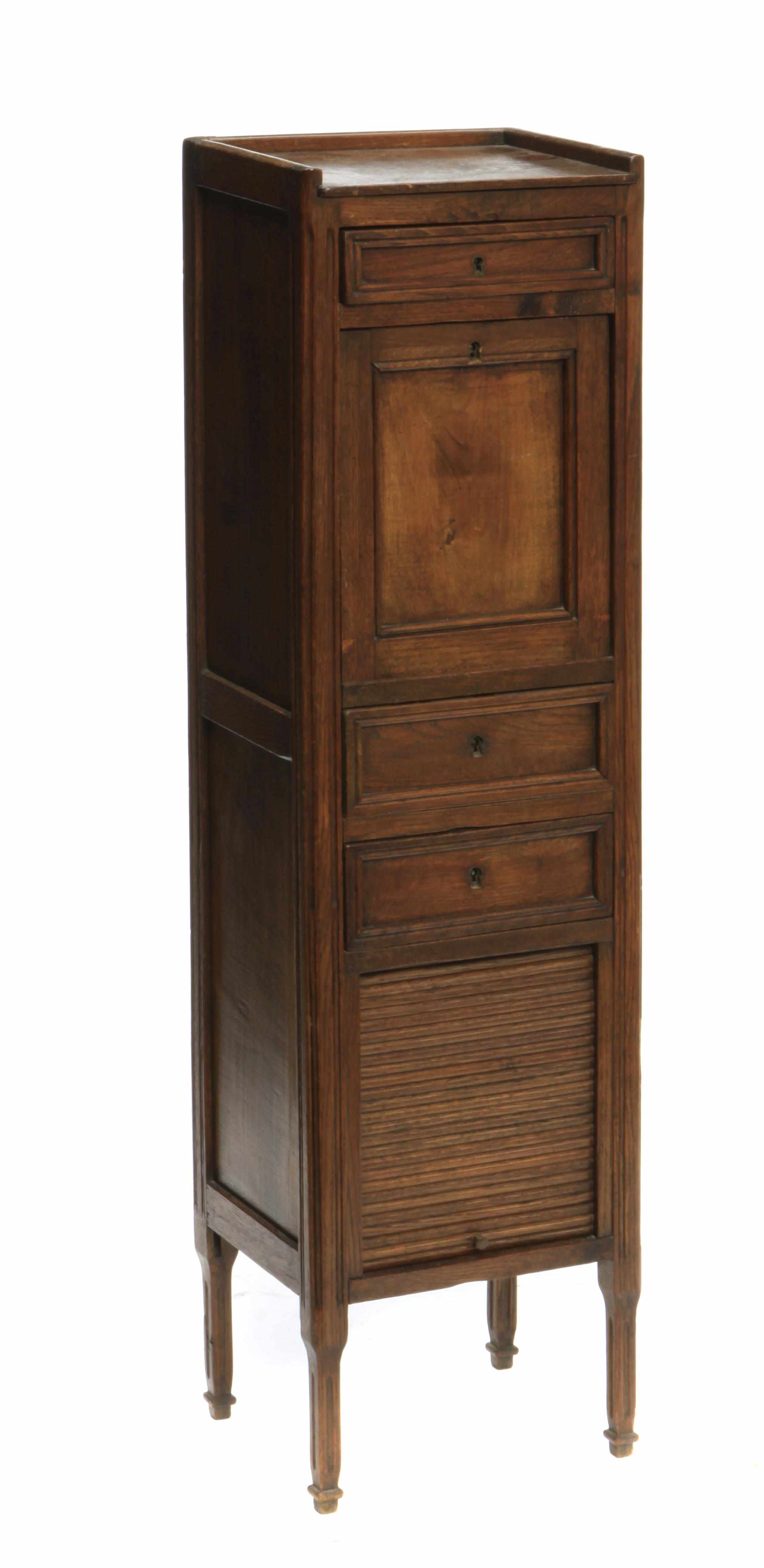 Appraisal: A Louis XVI style oak fall front secrtaire abattant height