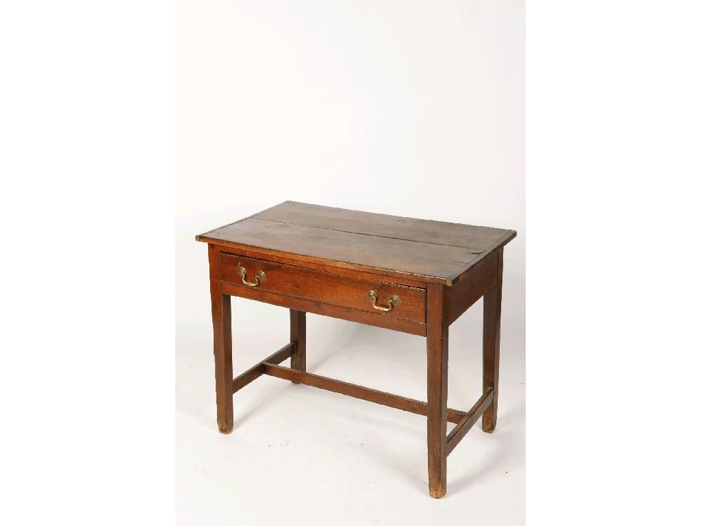 Appraisal: A GEORGE III OAK SIDE TABLE the two plank top