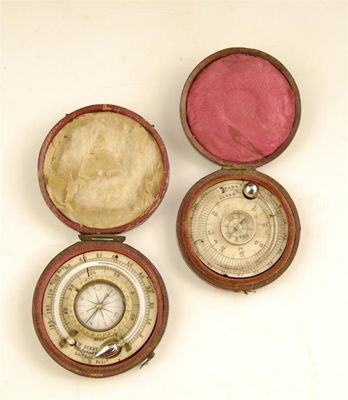 Appraisal: A th century ivory thermometer and compass in cm dia