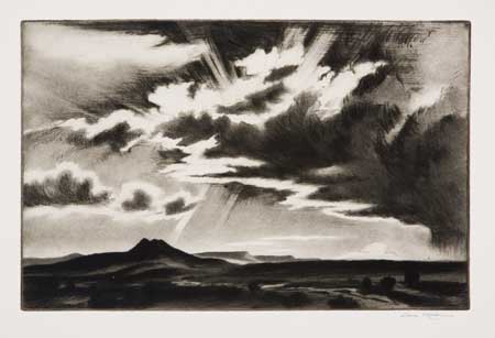 Appraisal: GENE KLOSS Clouds at Sunset Drypoint and aquatint x mm