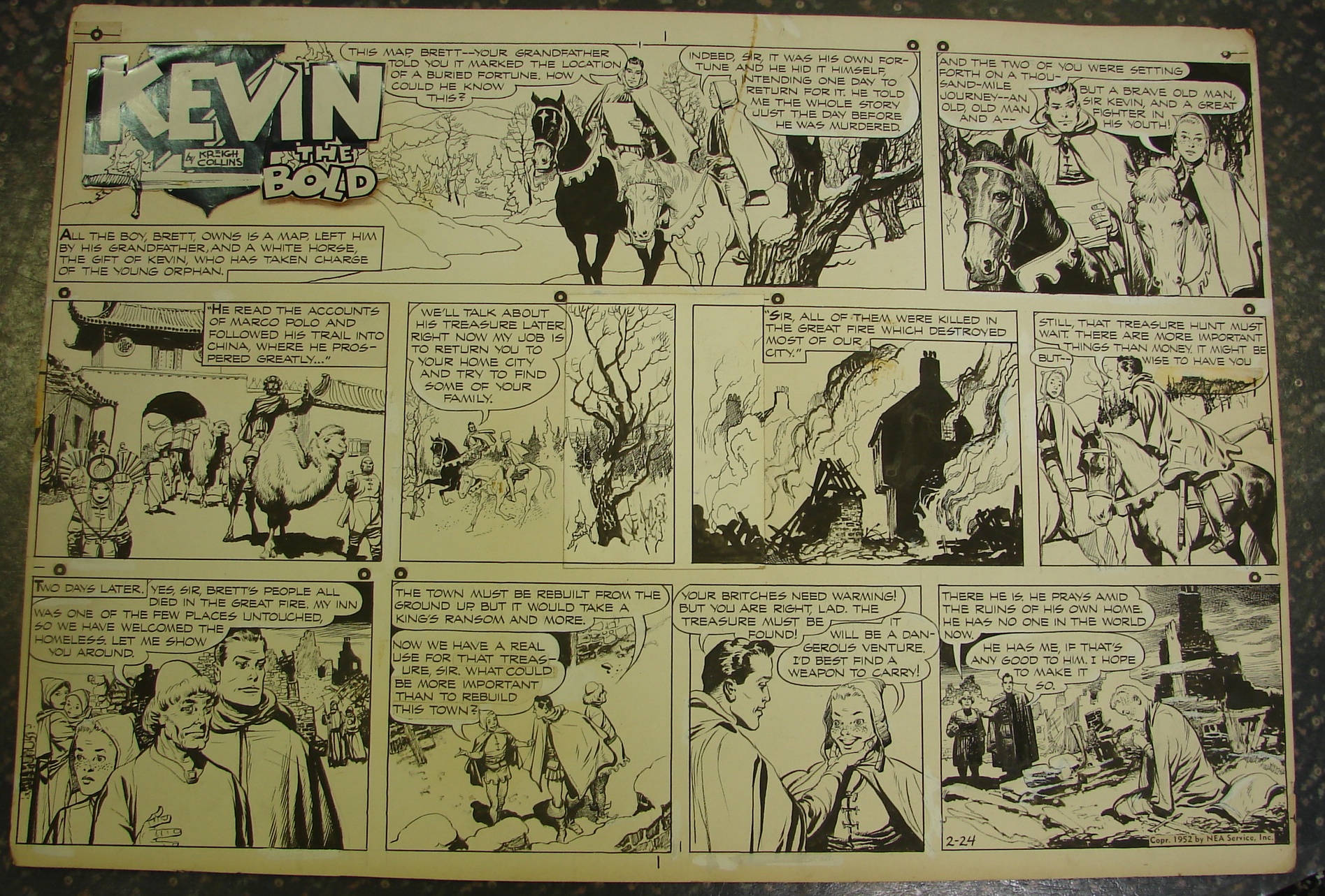 Appraisal: Kreigh Collins American - KEVIN THE BOLD SUNDAY COMIC ORIGINAL