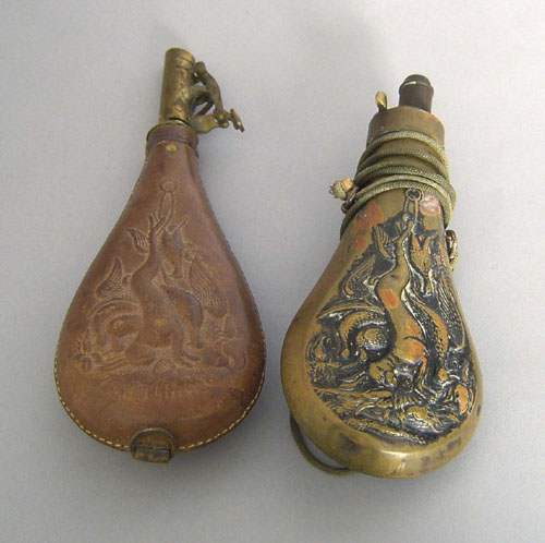 Appraisal: Two shot flasks th c