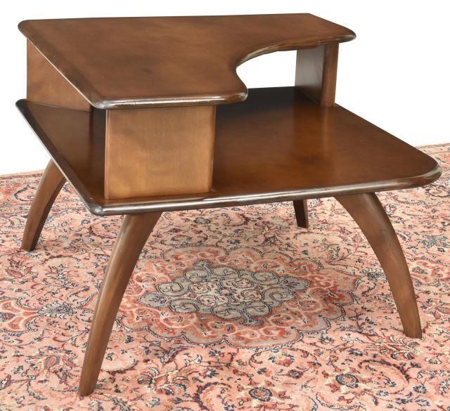 Appraisal: Mid-century modern two-tiered corner table c s attributed to Heywood