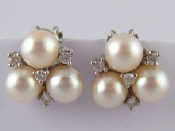 Appraisal: A pair of white metal tests carat gold cultured pearl