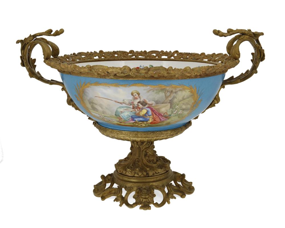 Appraisal: A S vres-style porcelain compote Fourth-Quarter th Century The circular