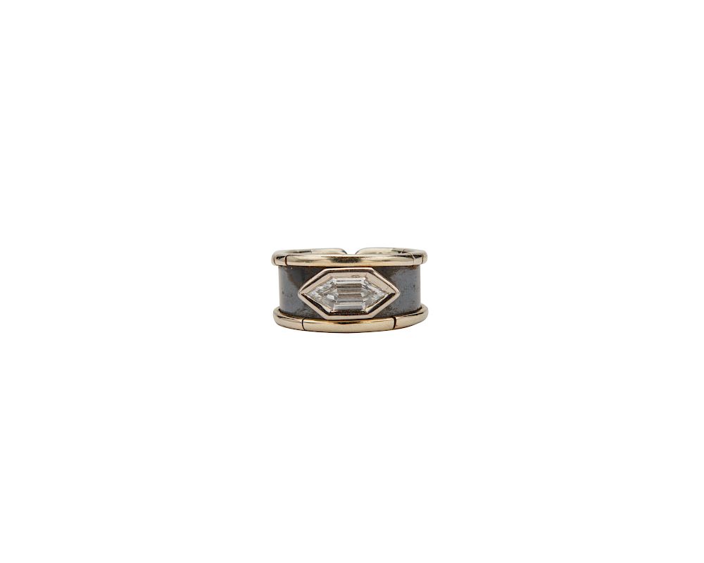 Appraisal: MARINA B K Gold Diamond and Enamel Ring MARINA B