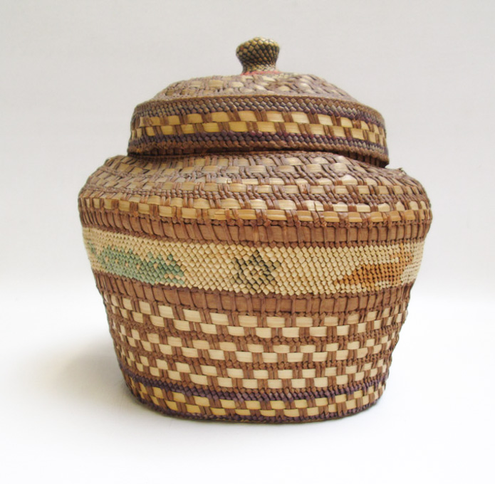 Appraisal: NORTHWEST NATIVE AMERICAN COVERED BASKET NOOTKA OR MAKAH woven cedar