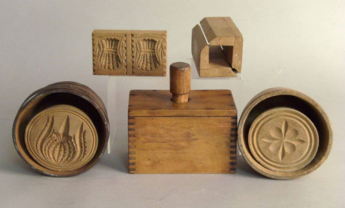 Appraisal: Five butter molds presses th c