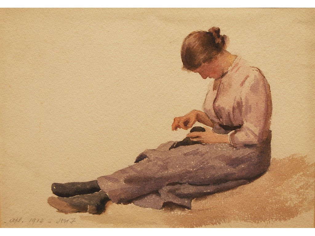 Appraisal: Herbert Wilson Foster fl - - 'Young girl Sewing' watercolour