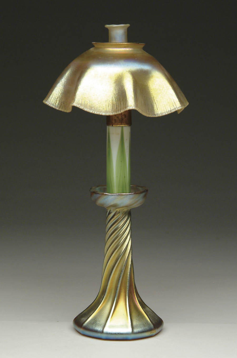 Appraisal: TIFFANY CANDLE LAMP Wonderful Tiffany candle lamp has iridescent gold