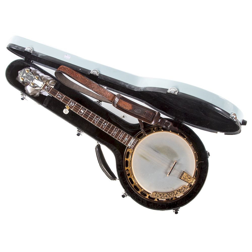 Appraisal: Gibson Mastertone String Banjo burl walnut with mother-of-pearl inlay gold