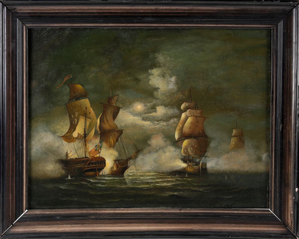 Appraisal: Oil on Canvas British Naval Engagement early th century Oil