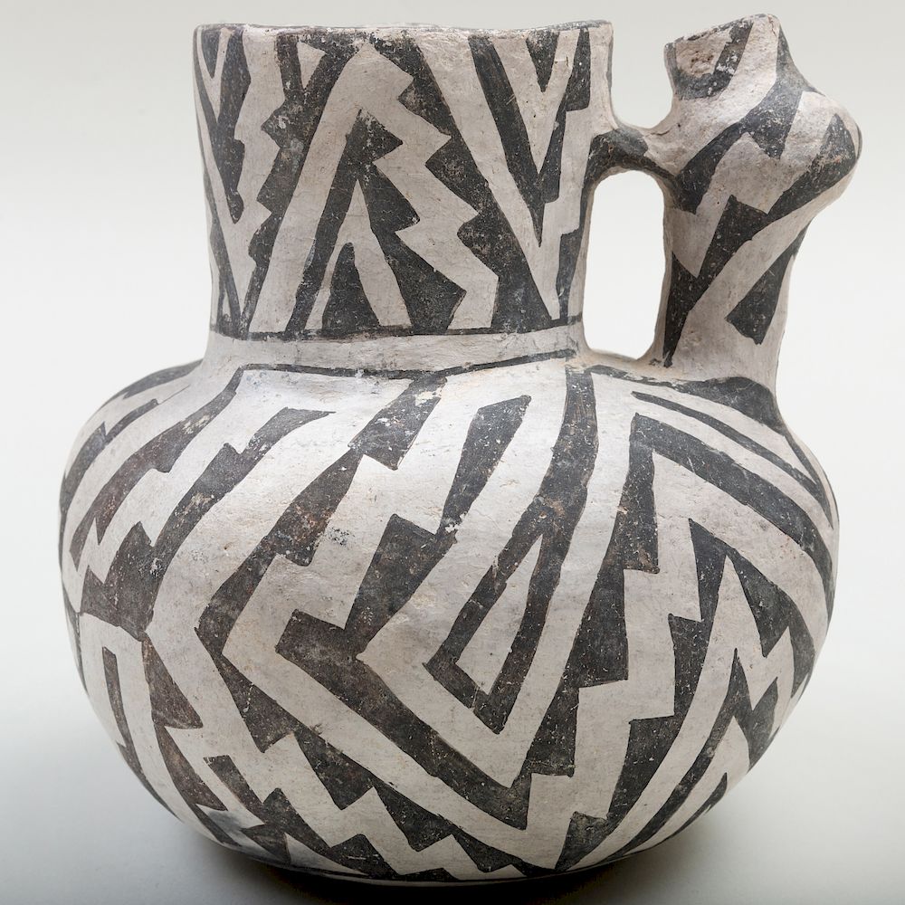 Appraisal: Anasazi Black and White Painted Clay Pitcher x x in