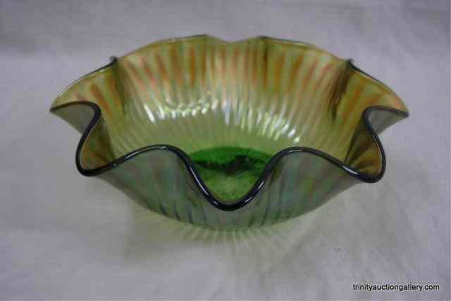 Appraisal: Vtg Northwood Green Amethyst Carnival Glass BowlProduced by Northwood Glass