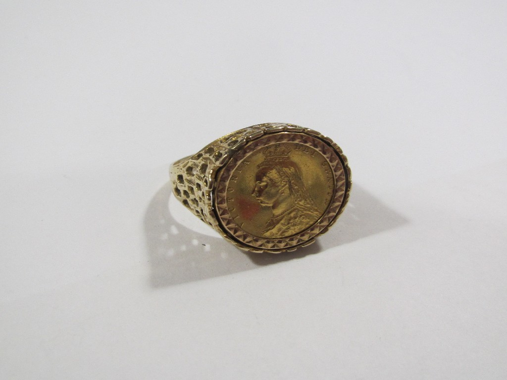 Appraisal: Jubilee head Queen Victoria sovereign in ct gold ring mount