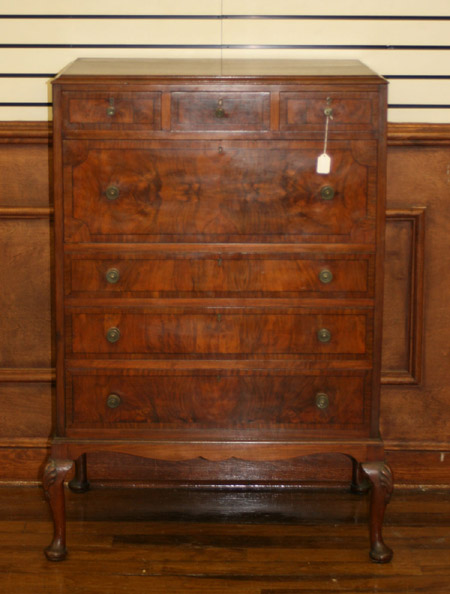 Appraisal: George III Style Figured Walnut Bureau Chest of Drawers th