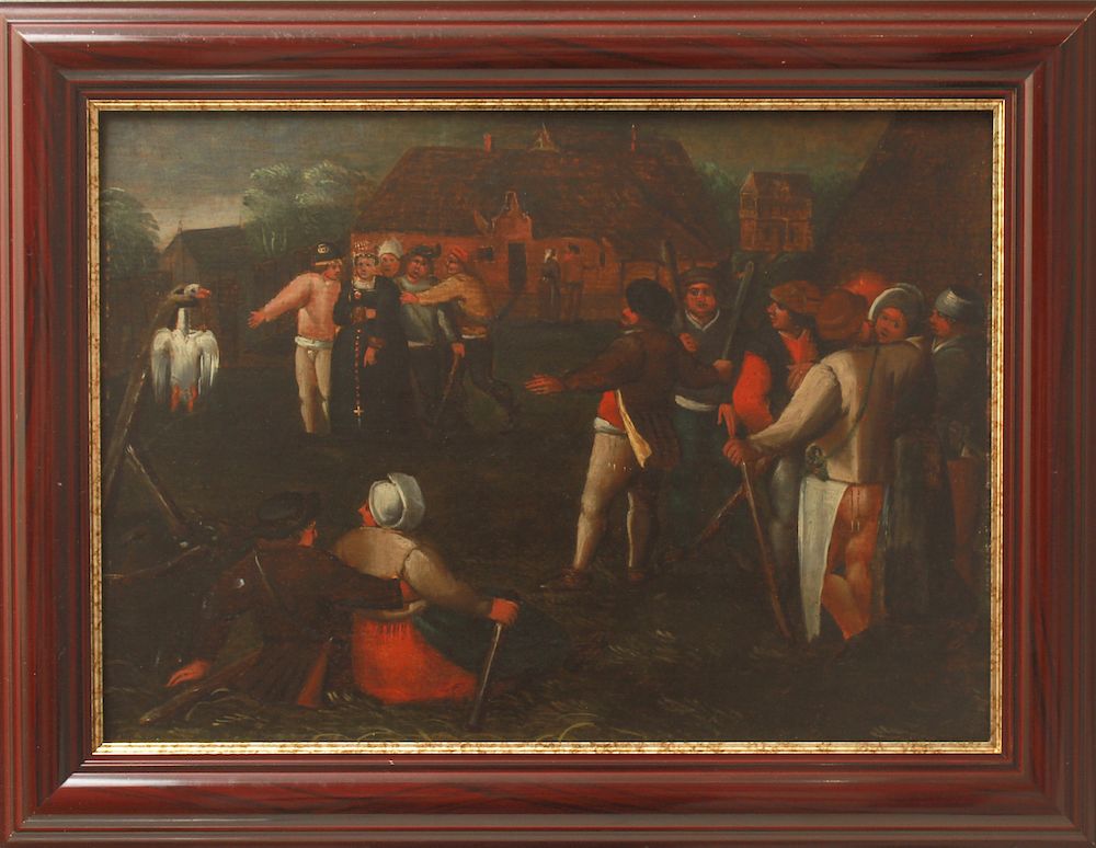 Appraisal: Antique Northern European Genre Scene Oil on Board Antique Northern