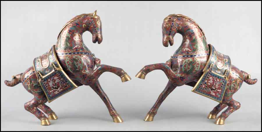 Appraisal: PAIR OF CLOISONNE HORSES H '' Condition No Specific Condition