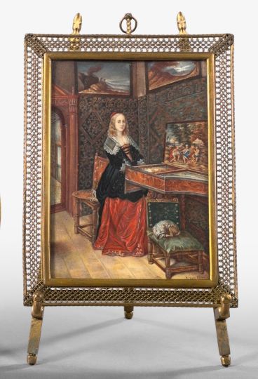 Appraisal: Large Franco-Flemish Portrait Miniature fourth quarter th century depicting a