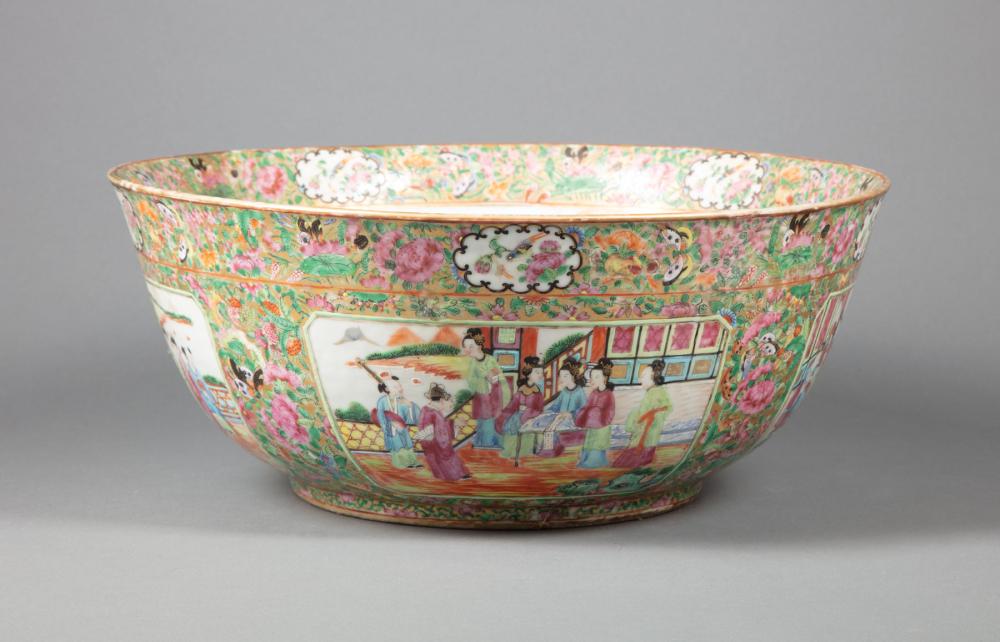 Appraisal: Large Chinese Export Famille Rose Porcelain Punch Bowl th c