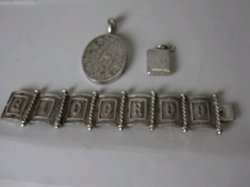 Appraisal: A Continental Silver Filigree Bracelet ' Ricordo' late th century