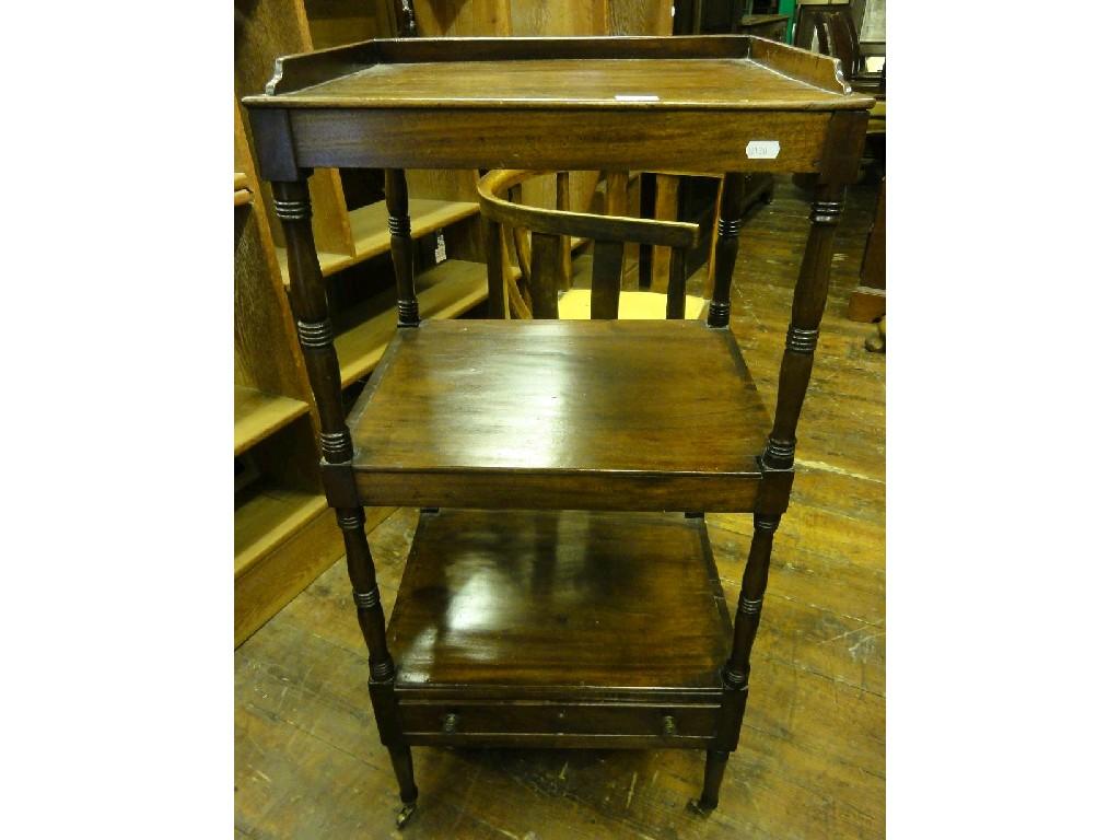 Appraisal: An early th century mahogany three tier what not of