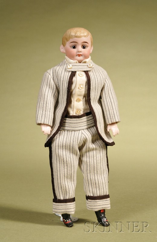 Appraisal: German Boy with Molded Hair c bisque shoulder head with