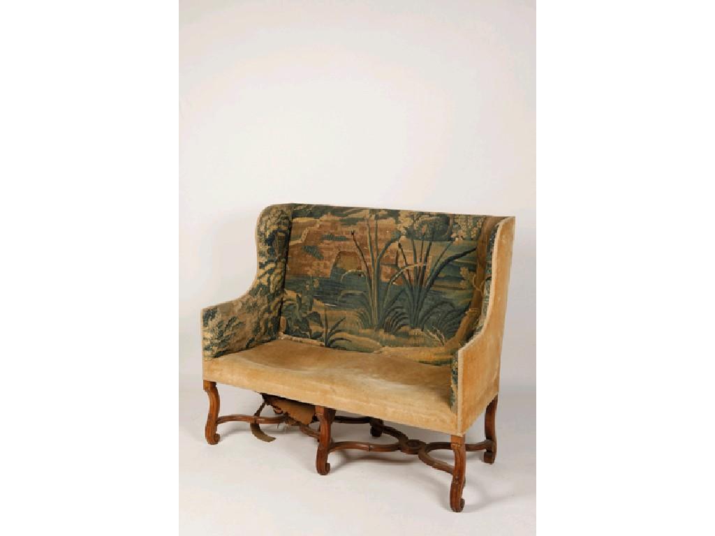 Appraisal: A LOUIS XIII STYLE SOFA upholstered in th century tapestry