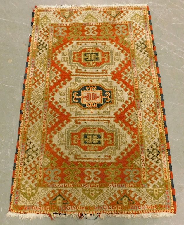 Appraisal: Caucasian Oriental Geometric Carpet Rug Caucus th Century Vibrant red